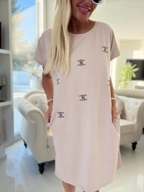Bavlněná dámská šatovka tunika šaty Brenda béžová