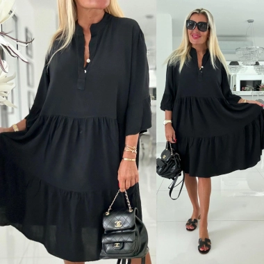 Dámské šaty volán s knoflíčky Elegant černé