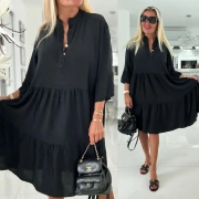 Dámské šaty volán s knoflíčky Elegant černé