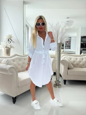 Mušelínová košilová tunika na knoflíčky Fabiana bílá