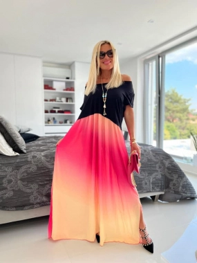 Maxi dámské nové šaty s luxusní duhou sukní