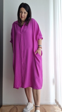 Dámské šaty na propínání oversize Thea fuchsiová