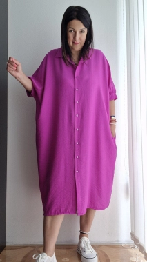 Dámské šaty na propínání oversize Thea fuchsiová