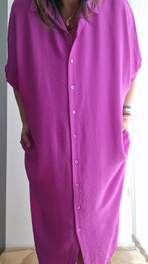 Dámské šaty na propínání oversize Thea fuchsiová