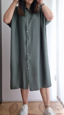 Dámské šaty na propínání oversize Thea khaki