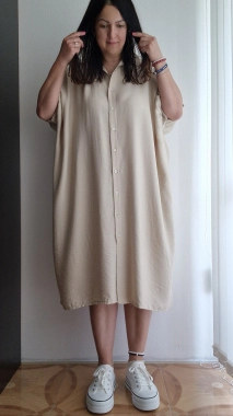 Dámské šaty na propínání oversize Thea béžová