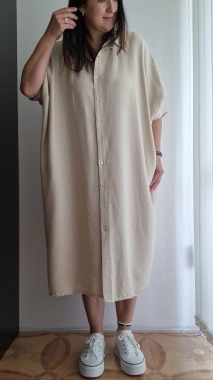 Dámské šaty na propínání oversize Thea béžová