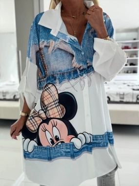Dámská lehká maxi košile na knoflíky Minnie Jeans mašle