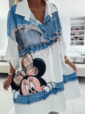 Dámská lehká maxi košile na knoflíky Minnie Jeans mašle