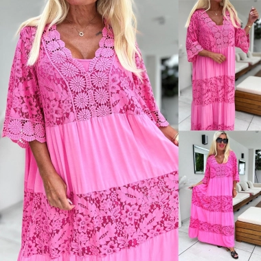 Dámské letní boho šaty Sandra 2v1 růžové