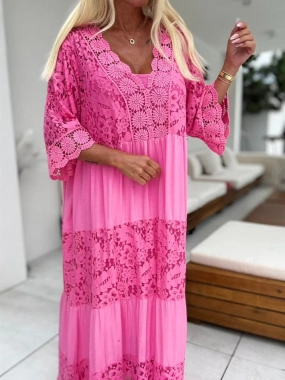 Dámské letní boho šaty Sandra 2v1 růžové