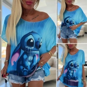 Lehounký oversize svetrik halenka Stitch modrý