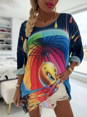 Lehounký oversize dámský svetřík kuřátko deštník