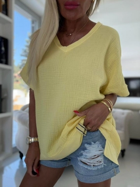 Mušelínová dámská halenka do véčka Leea žlutá