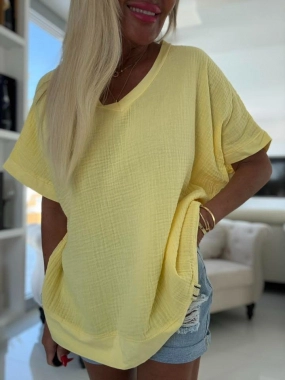 Mušelínová dámská halenka do véčka Leea žlutá