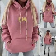 Luxusní dámská fleece mikina - klokanka LM růžovopudrová