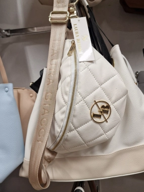 Dámská kabelka ledvinka Laura Biaggi bílokrémová
