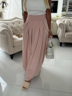 Stylová sportovně elegantní dlouhá sukně růžovopudrová
