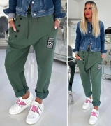 Větší teplákové dámské bavlněné baggy You khaki
