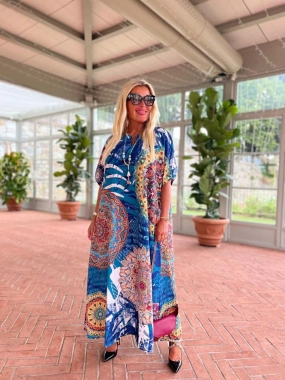 Dámské vzorované dlouhé letní šaty oversize ornamenty