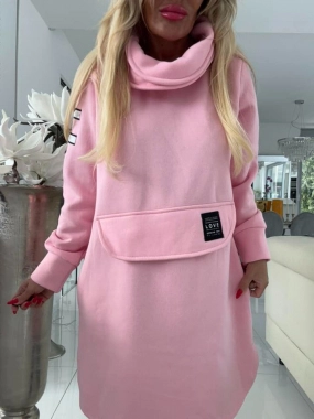 Long mikina s rozparky a zdobením Love růžová