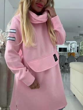 Long mikina s rozparky a zdobením Love růžová