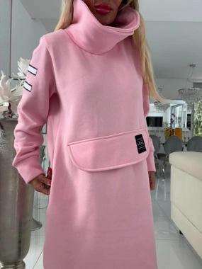 Long mikina s rozparky a zdobením Love růžová