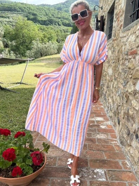 Dámské letní mušelínové šaty Elisa vázačka za krkem