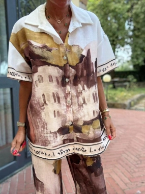 Lněný komplet - košile a kalhoty town Italy moda