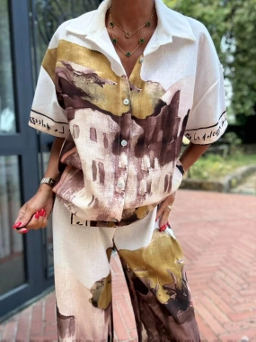 Lněný komplet - košile a kalhoty town Italy moda