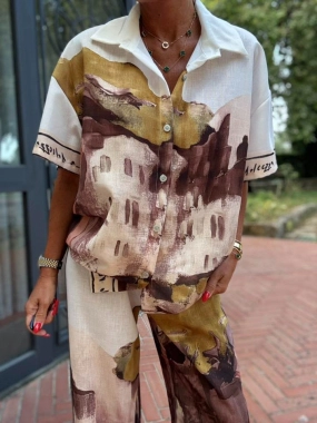 Lněný komplet - košile a kalhoty town Italy moda