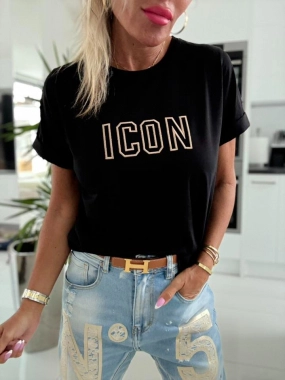 Dámské bavlněné triko tričko ICON černá barva