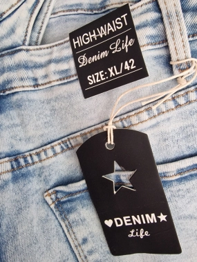 42/XL Riflové džínové stretch kraťasy zvýšený pas