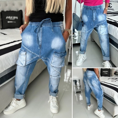 S Luxusní dámské džíny rifle baggy s kapsami