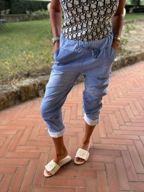 Kalhoty tepláky bavlněné Summer modré jeans