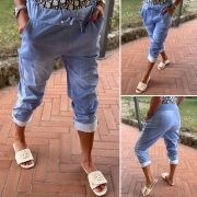 Kalhoty tepláky bavlněné Summer modré jeans