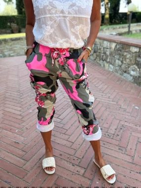 Kalhoty tepláky bavlněné Summer army neon