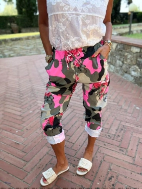 Kalhoty tepláky bavlněné Summer army neon