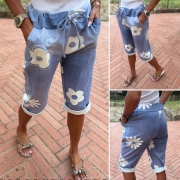 3/4 bavlněné kraťasy Summer jeans květy
