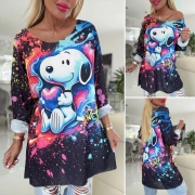 Lehounký oversize dámský svetřík barevný Snoopy