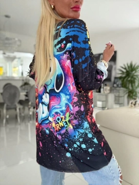 Lehounký oversize dámský svetřík barevný Snoopy