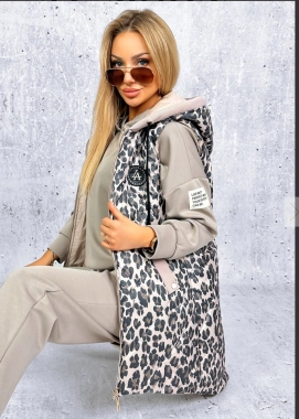 42/XL Prošívaná dámská luxusní vesta béžová