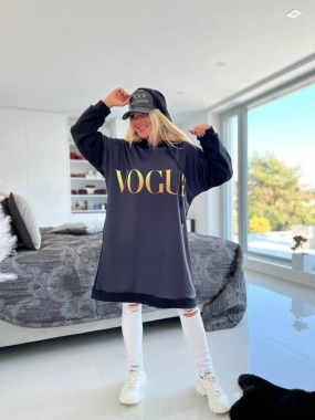 Dámská bavlněná mikina mikinové šaty nápis Vogue