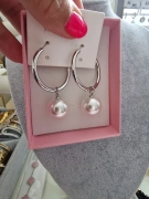 Náušnice kruhy s perličkou chirurgická ocel stříbrné