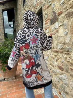 Bavlněná mikina mikinové šaty s kapucí Minnie disco