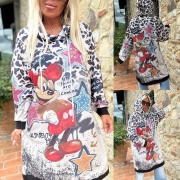 Bavlněná mikina mikinové šaty s kapucí Minnie disco