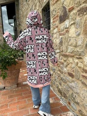 Bavlněná mikina mikinové šaty s kapucí Mickey Mouse