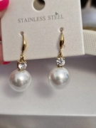 A74/ Dámské náušnice s perličkou zlaté