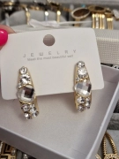 A80/ Náušnice dámské zlaté zdobené bílými kamínky