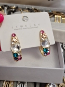 A11/ Náušnice dámské zlaté zdobené barevnými kamínky